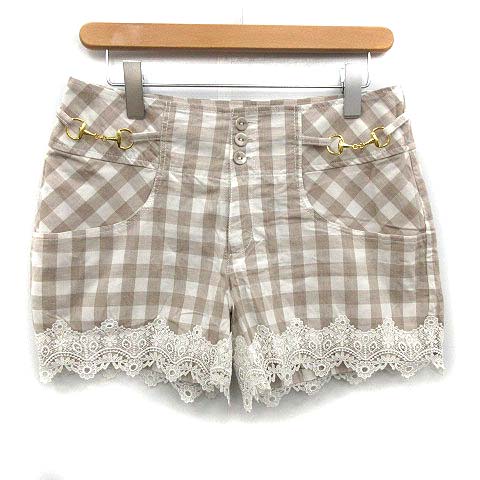 ミリオンカラッツ Million Carats ショートパンツ チェック レース M ベージュ ホワイト 白 Kh Br レディース 081 ベクトルパーク