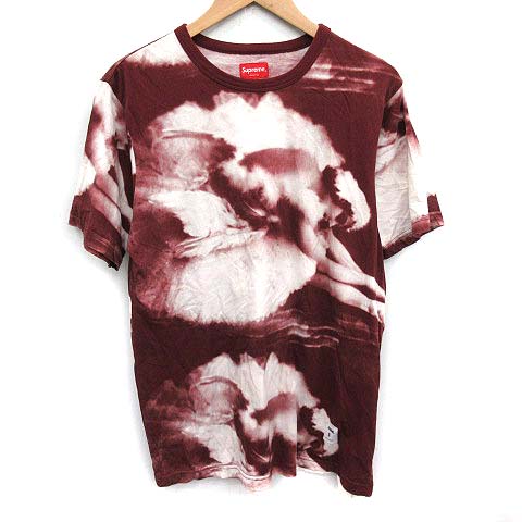シュプリーム Supreme Tシャツ カットソー 半袖 総柄 S ボルドー ホワイト 白 Kh メンズ 081 ベクトルパーク