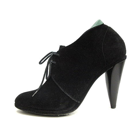 バレンシアガ BALENCIAGA ブーティー ヒール スエード 36.5 黒 