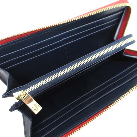 ラコステ LACOSTE 長財布 L字ファスナー レザー 赤 レッド /EK