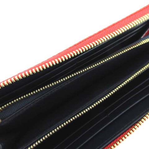 ラコステ LACOSTE 長財布 L字ファスナー レザー 赤 レッド /EK