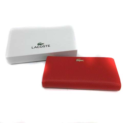 正月三日迄特別価格で LACOSTE レッド 長財布 新品です。 ラコステ