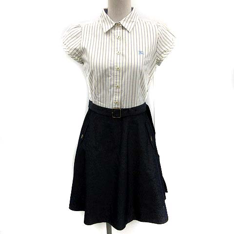 バーバリーブルーレーベル 半袖 ドッキング ワンピース 38 バーバリー