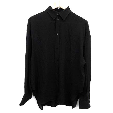 バレンシアガ BALENCIAGA 18年 シャツ 長袖 シルク 34 黒 ブラック /KH