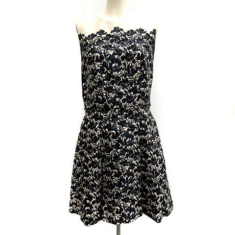 トリーバーチ Tory Burch ワンピース ミモレ ロング フレア シルク混 花柄 ノースリーブ 6 ネイビー 紺 Yo22 レディース 081 ベクトルパーク