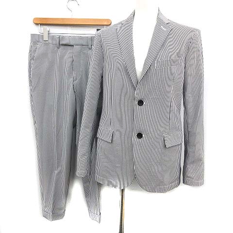 B Y ユナイテッドアローズ Beauty Youth ビューティー ユース Toray スーツ セットアップ 上下 ジャケット パンツ ストライプ S グレー ホワイト 白 Kh メンズ 081 ベクトルパーク