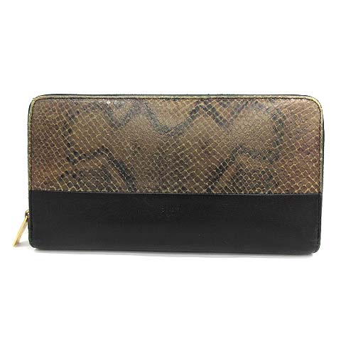 セリーヌ CELINE 長財布 ラウンドファスナー パイソン レザー バイ 