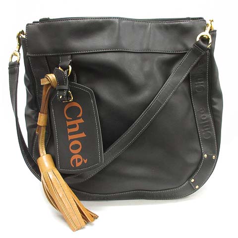 クロエ CHLOE ショルダーバッグ エデン フリンジ レザー 黒 ブラック 