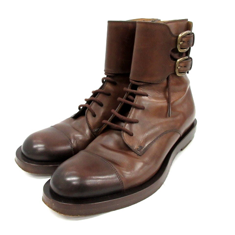 GUCCI ブラウンレザー レースアップブーツ