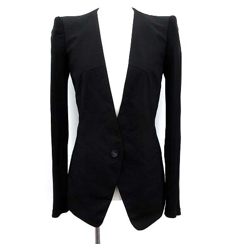 ヘルムートラング HELMUT LANG ジャケット ノーカラー ウール 0 黒 