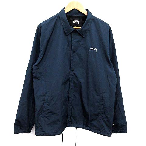 ステューシー STUSSY コーチジャケット ロゴ L 紺 ネイビー /KH メンズ 