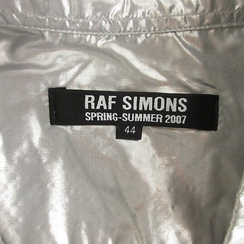 ラフシモンズ RAF SIMONS 07SS シャツ 半袖 切替 チェック 44 シルバー 