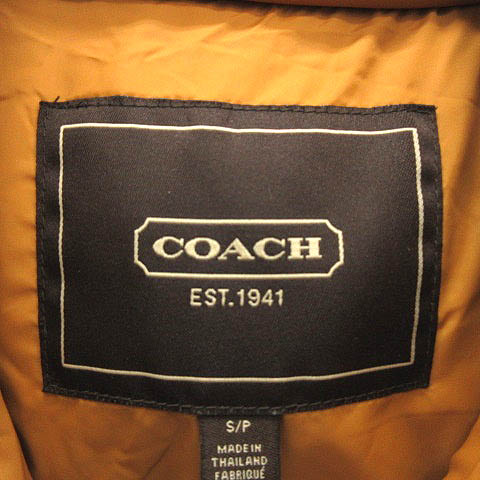 コーチ COACH ダウンベスト ジップアップ S 茶 キャメル /NT9 メンズ