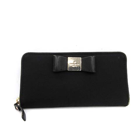ケイトスペード KATE SPADE 長財布 ラウンドファスナー リボン 黒 