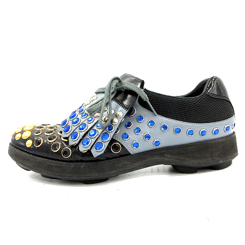 プラダ PRADA 12SS シューズ スニーカー スタッズ レザー 9 黒 