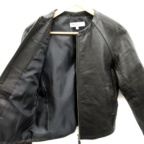 B Y ユナイテッドアローズ Beauty Youth ビューティー ユース レザージャケット ノーカラー ジップアップ S 黒 ブラック Mf メンズ 081 ベクトルパーク