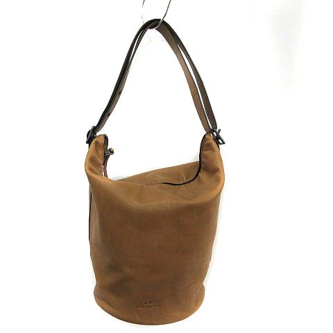 コーチ COACH ショルダーバッグ バケツ型 ブリーカー レザー 茶 