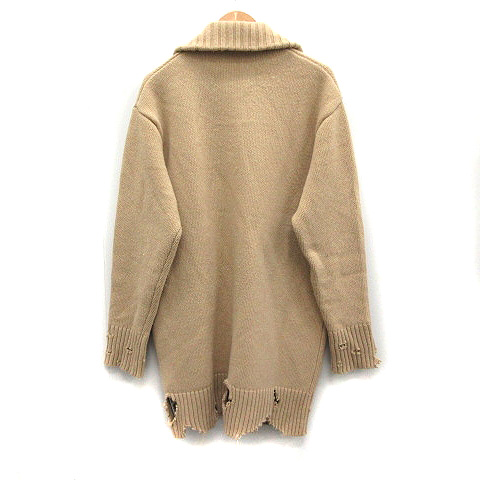 ディーゼル DIESEL ニットコート ロング ダメージ加工 ウール ベージュ  