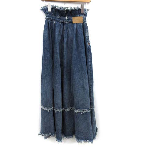 ディーゼル DIESEL スカート デニム ロング フレア ダメージ加工 