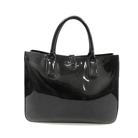 ロンシャン LONGCHAMP バッグ ハンド ショルダー 2WAY エナメル 黒  