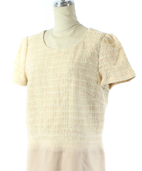 アナイ Anayi ワンピース ツイード 半袖 ひざ丈 ベージュ 38 De1 レディース 081 ベクトルパーク