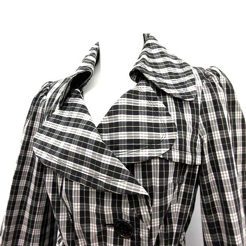 バーバリーブルーレーベル トレンチコート ブラック　チェック　38 Mサイズ バーバリーブルーレーベル BURBERRY BLUE LABEL トレンチコート ロング