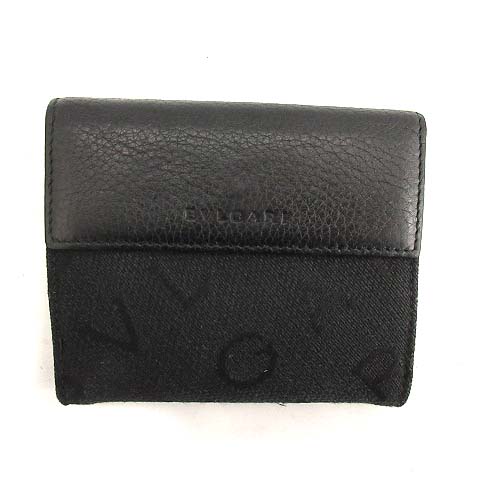 BVLGARI ブルガリ ロゴマニア 折り財布 Wホック キャンバス ブラウン