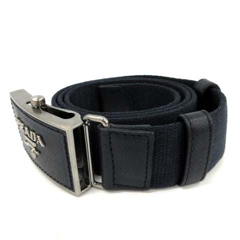 プラダ PRADA ガチャベルト レザー 38 紺 ネイビー 紺 ネイビー /TK