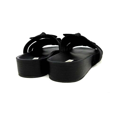 チェンバー CHEMBUR サンダル ミュール フラット リボン レザー 2 黒  