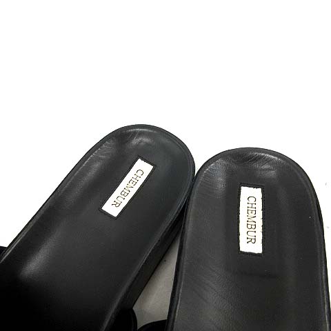 チェンバー CHEMBUR サンダル ミュール フラット リボン レザー 2 黒  