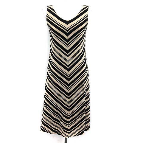 シビラ Sybilla ワンピース ニット ノースリーブ ひざ丈 ボーダー M ベージュ ブラック 黒 Kh レディース 081 ベクトルパーク