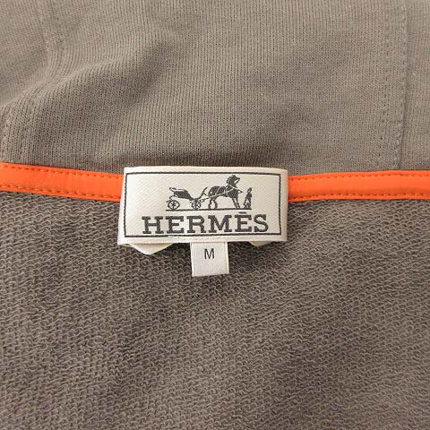 エルメス HERMES パーカー スウェット 長袖 ジップアップ Hロゴ M 茶 