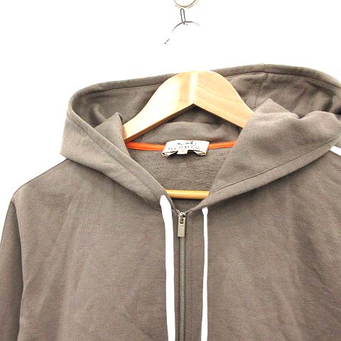 エルメス HERMES パーカー スウェット 長袖 ジップアップ Hロゴ M 茶 