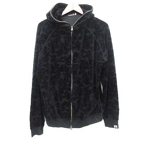アベイシングエイプ A BATHING APE パーカー ベロア ジップアップ 迷彩 