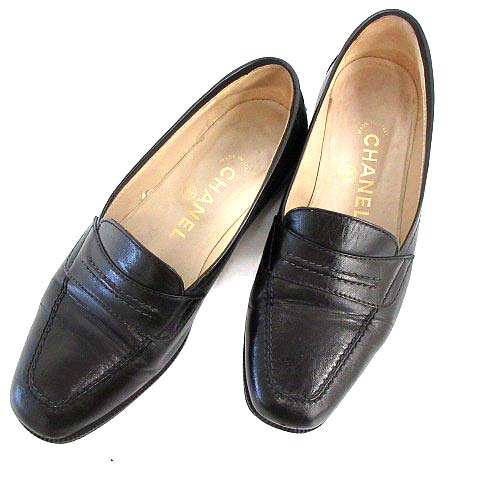 シャネル Chanel ローファー レザー 靴 35 5 黒 G レディース 081 ベクトルパーク