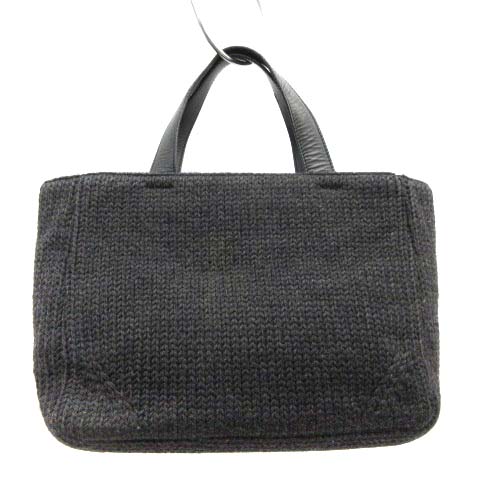 プラダ PRADA ハンドバッグ ニット グレー /TK ○D レディース 081