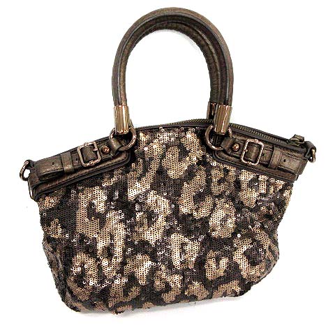 コーチ COACH ハンドバッグ ショルダー 2way スパンコール 茶 18638  