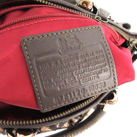 コーチ COACH ハンドバッグ ショルダー 2way スパンコール 茶 18638  