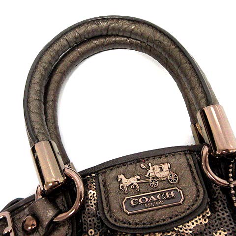 コーチ COACH ハンドバッグ ショルダー 2way スパンコール 茶 18638  