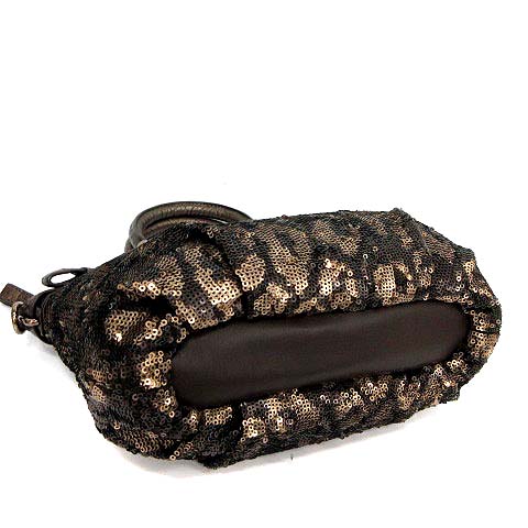 コーチ COACH ハンドバッグ ショルダー 2way スパンコール 茶 18638  