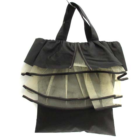 サフィニア SURFINIA トートバッグ ハンド チュール フリル 黒 