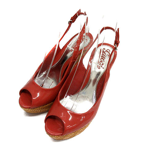 グッチ GUCCI パンプス ウエッジソール ストラップ エナメル