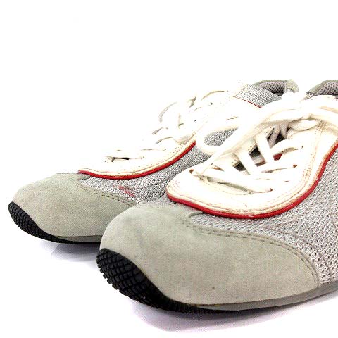 PRADAスポーツ プラダスポーツ PRADA SPORT スニーカー レザー メッシュ 6 白 赤