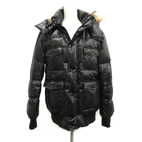 シュリセル SCHLUSSEL ダウンジャケット フード ラクーンファー 3 黒  