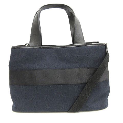トッカ TOCCA トートバッグ ショルダー 2way リボン 紺 黒
