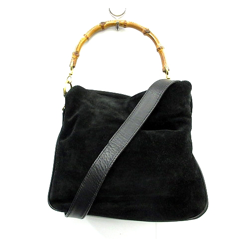 グッチ GUCCI ショルダーバッグ ハンド 2WAY バンブー スエード レザー 