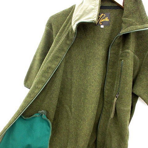 ニードルス Needles ジャケット ジップアップ 半袖 フリース M カーキ