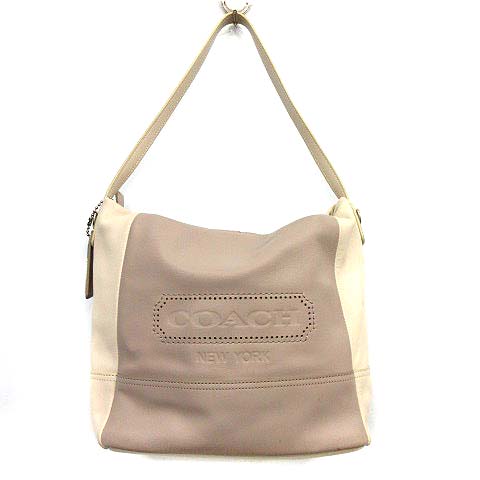 コーチ COACH ショルダーバッグ トート バイカラー レザー グレージュ 