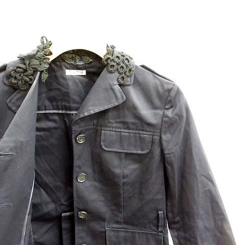 ミュウミュウ miumiu ジャケット テーラード 刺繍 38 紺 ネイビー /MR