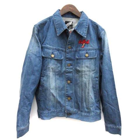 レフラー LEFLAH デニムジャケット Gジャン ワッペン L 青 ブルー /TK  